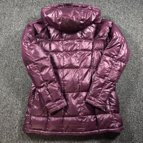 The North Face Women’s M Purple Long Puffer Jacket Hooded Down Winter Coat - Picture 2 of 5
